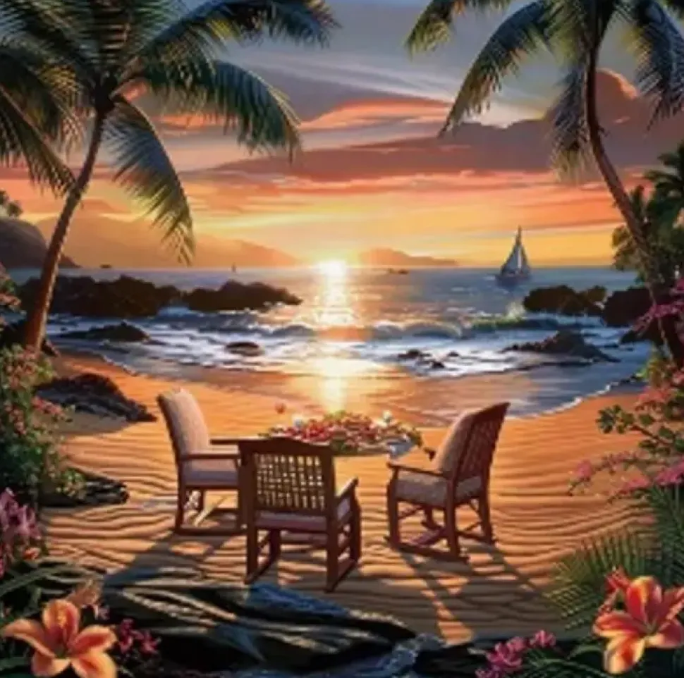 Puzzle Pintura Diamant: Sentado ao pôr do sol 30x40cm