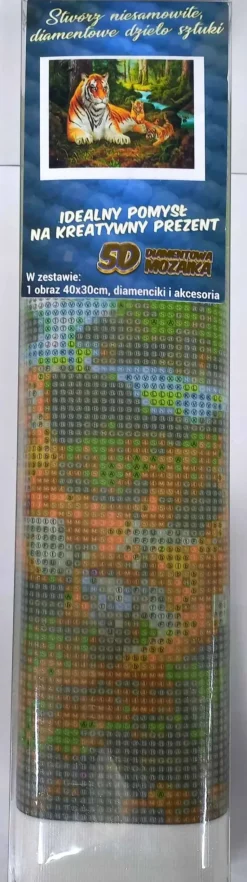 Puzzle Pintura Diamant: Tigresa com filhotes 30x40cm