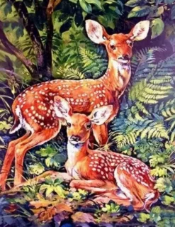 Puzzle Pintura Diamant: Veado na floresta 30x40cm