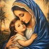 Puzzle Pintura Diamant: Virgem Maria com criança 30x40cm