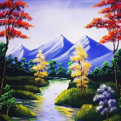 Puzzle Pintura diamantada: Riacho de montanha 30x40 cm