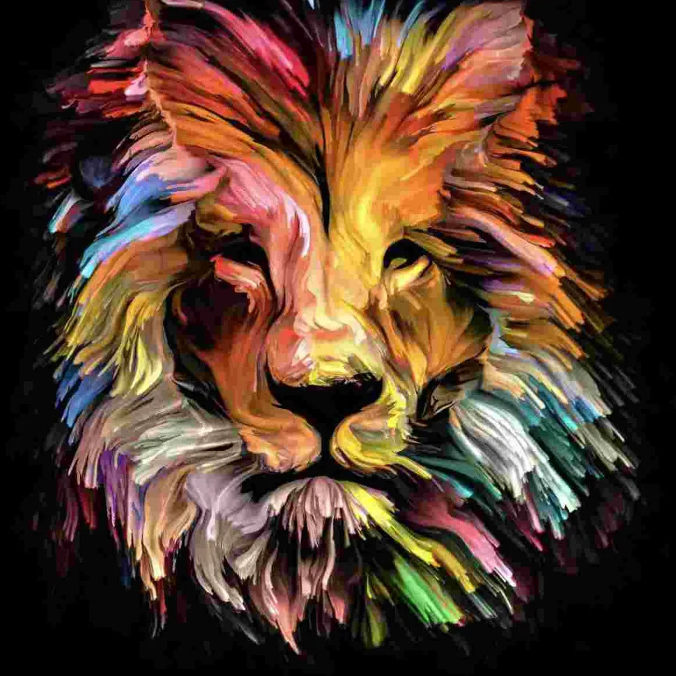 Puzzle Pintura diamantada: Um leão colorido 30x40 cm