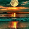 Puzzle Pintura diamantada: Lua cheia sobre o oceano 30x40 cm