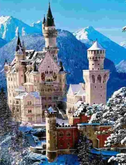 Puzzle Pintura diamantada: Castelo de Neuschwanstein no inverno 30x40 cm