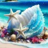 Puzzle Pintura diamantada: Conchas na ilha 30x40 cm