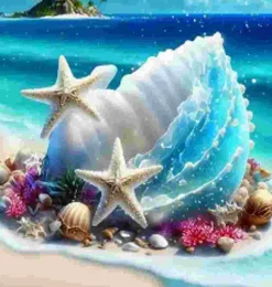 Puzzle Pintura diamantada: Conchas na ilha 30x40 cm