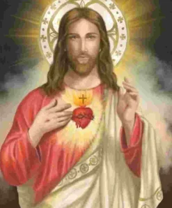 Puzzle Pintura diamantada: Jesus com um coração 30x40 cm