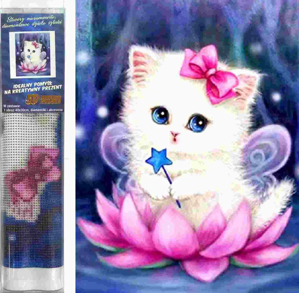 Puzzle Pintura diamantada: Fada Gato 30x40 cm