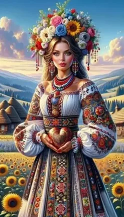 Puzzle Pintura diamantada: Menina com girassóis 30x40 cm