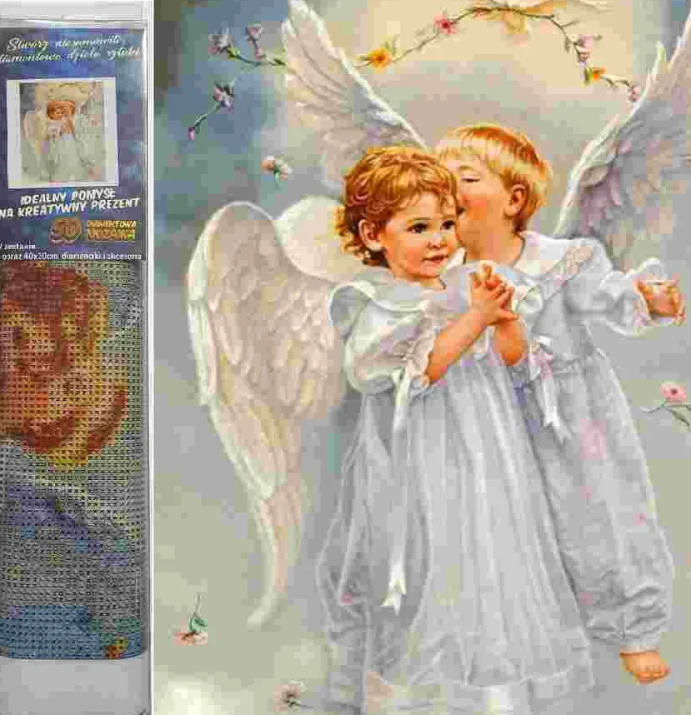 Puzzle Pintura diamantada: Anjos no céu 30x40cm