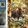 Puzzle Pintura diamante: Alce no rio 30x40cm