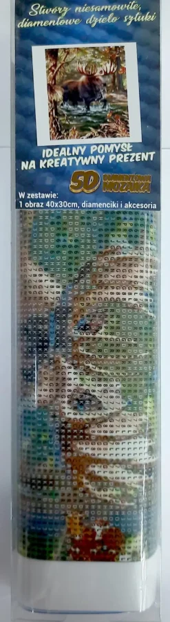 Puzzle Pintura diamante: Alce no rio 30x40cm