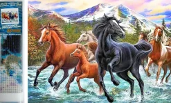 Puzzle Pintura diamante: Cavalos na água 30x40cm