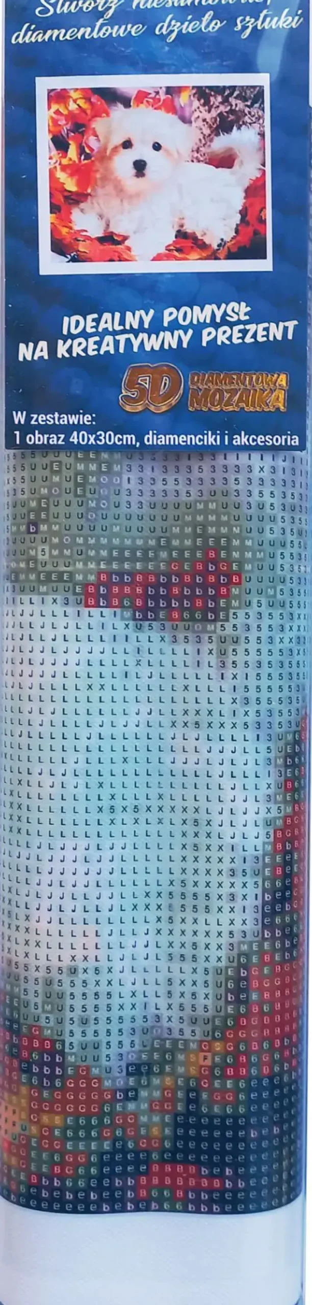 Puzzle Pintura diamante: Cachorrinho branco 30x40cm