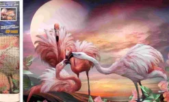 Puzzle Pintura diamante: Flamingos rosa 30x40cm