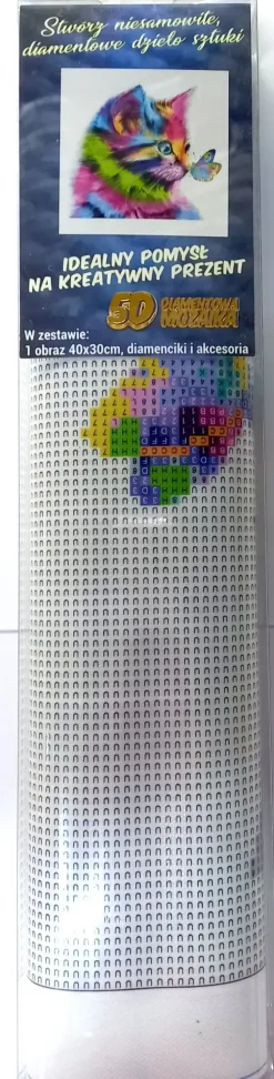 Puzzle Pintura diamante: Gatinho com borboleta 30x40cm