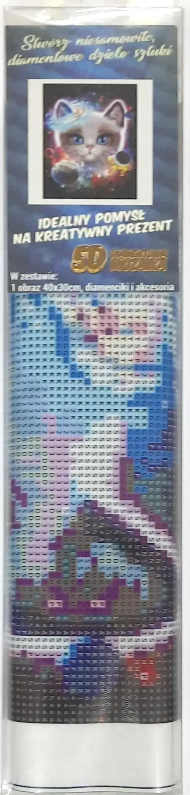 Puzzle Pintura diamante: Gatinho espacial 30x40cm