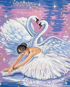 Puzzle Pintura diamante: Lago dos Cisnes 30x40cm