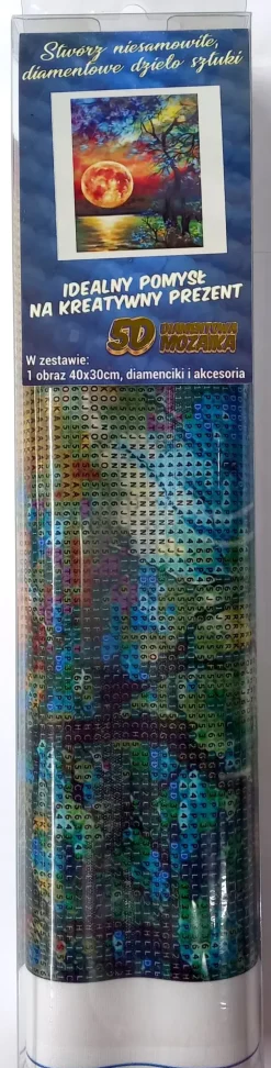 Puzzle Pintura diamante: Lua cheia colorida sobre o lago 30x40cm