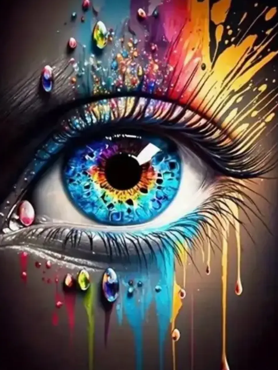 Puzzle Pintura Diamante: Olho colorido 30x40cm