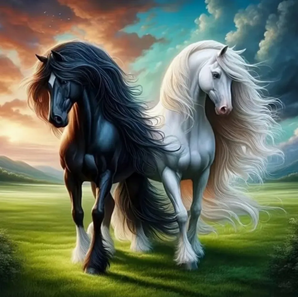 Puzzle Pintura Diamante: Preto e branco 30x40cm