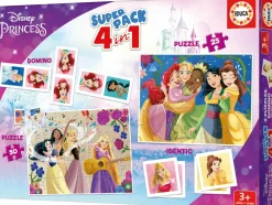 Puzzle Puzzle 4v1 Superpack Disney Princess - quebra-cabeça, pexeso, dominó