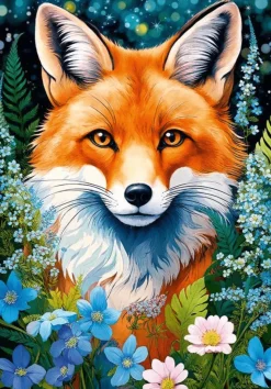 Puzzle Red Fox in Flowers