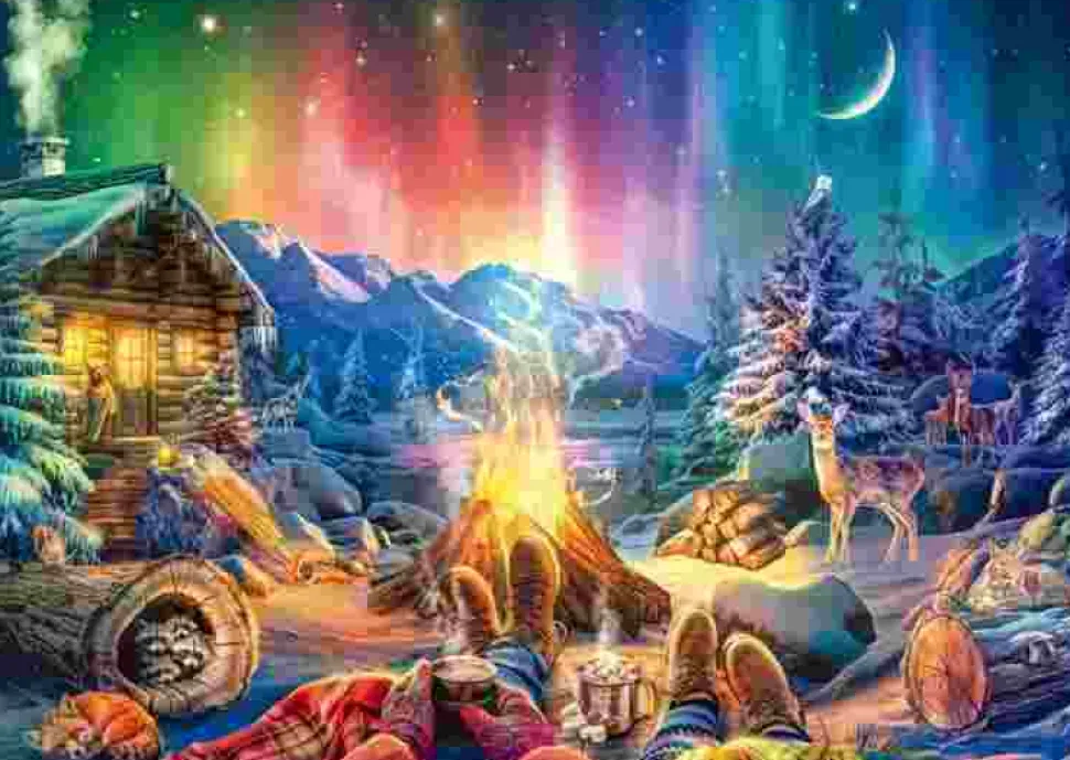 Puzzle Romance na fogueira sob as estrelas