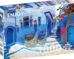 Puzzle Rua Turquesa em Chefchaouen, Marrocos