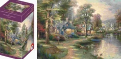 Puzzle Thomas Kinkade: Lago da cidade natal de madeira