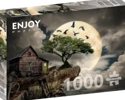 Puzzle Uma cabana de madeira em um penhasco