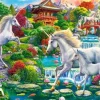 Puzzle Unicórnios em um jardim mágico