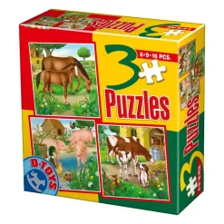 Puzzle 3v1 Animais domésticos