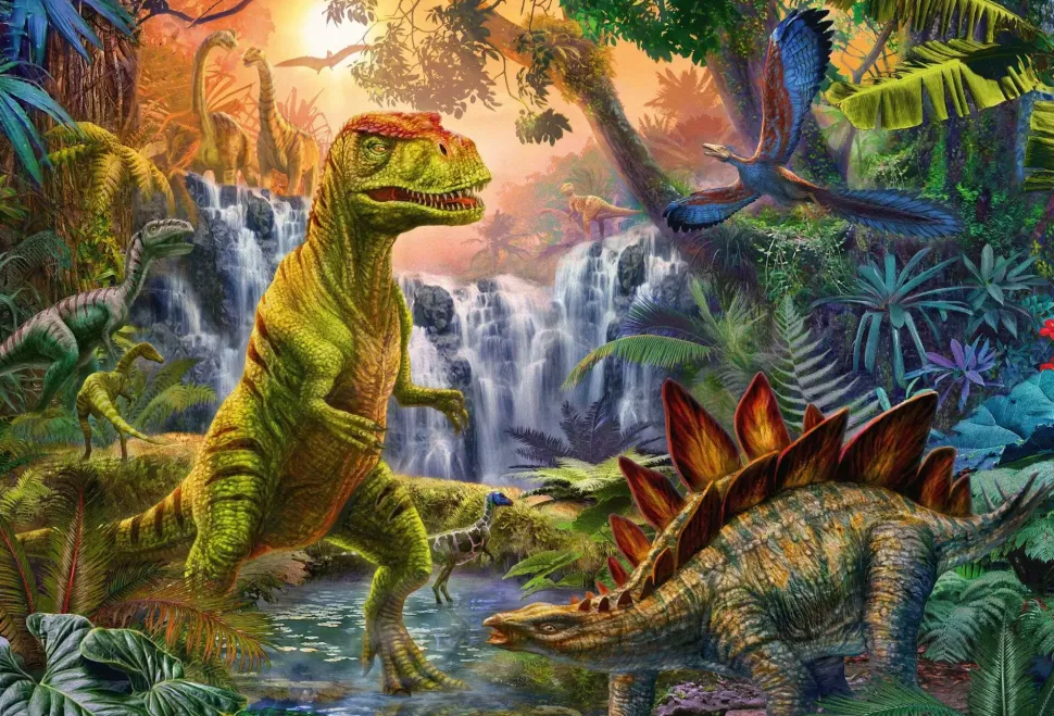 Puzzle 4v1 Doinosauri v plechovom kufríku