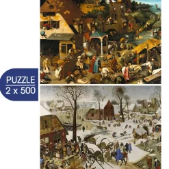 Puzzle 2x500 A Arte de Pieter Brueghel: Provérbios Flamengos - A Enumeração de Belém