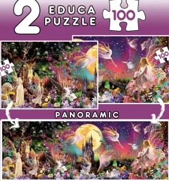 Puzzle 2x100 Fadas panorâmicas de conto de fadas