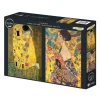 Puzzle 2x500 Klimt: O Beijo, Senhora com um Leque