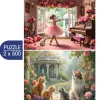 Puzzle 2x500 Pequena bailarina e jardim romântico