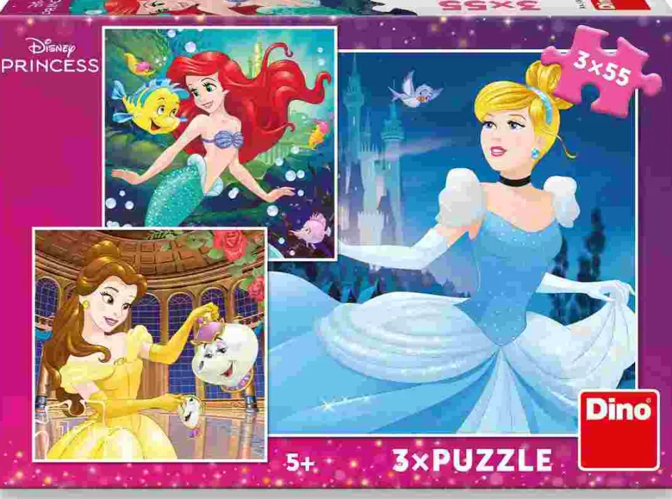 Puzzle 3x55 Príncipe da Disney: Popolu拧ka, Ariel e Bella