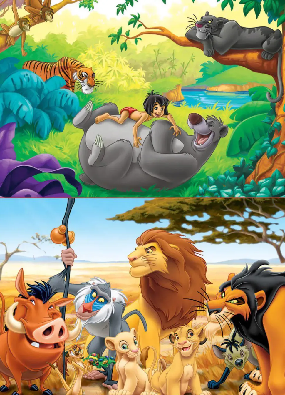 Puzzle 2x50 Rei Leão e Livro da Selva